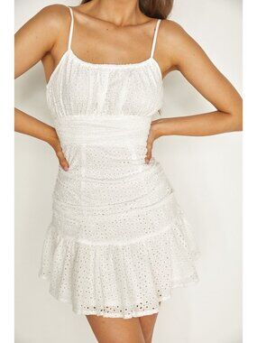 Subtle Love Eyelette Mini Dress White Size Small NWT